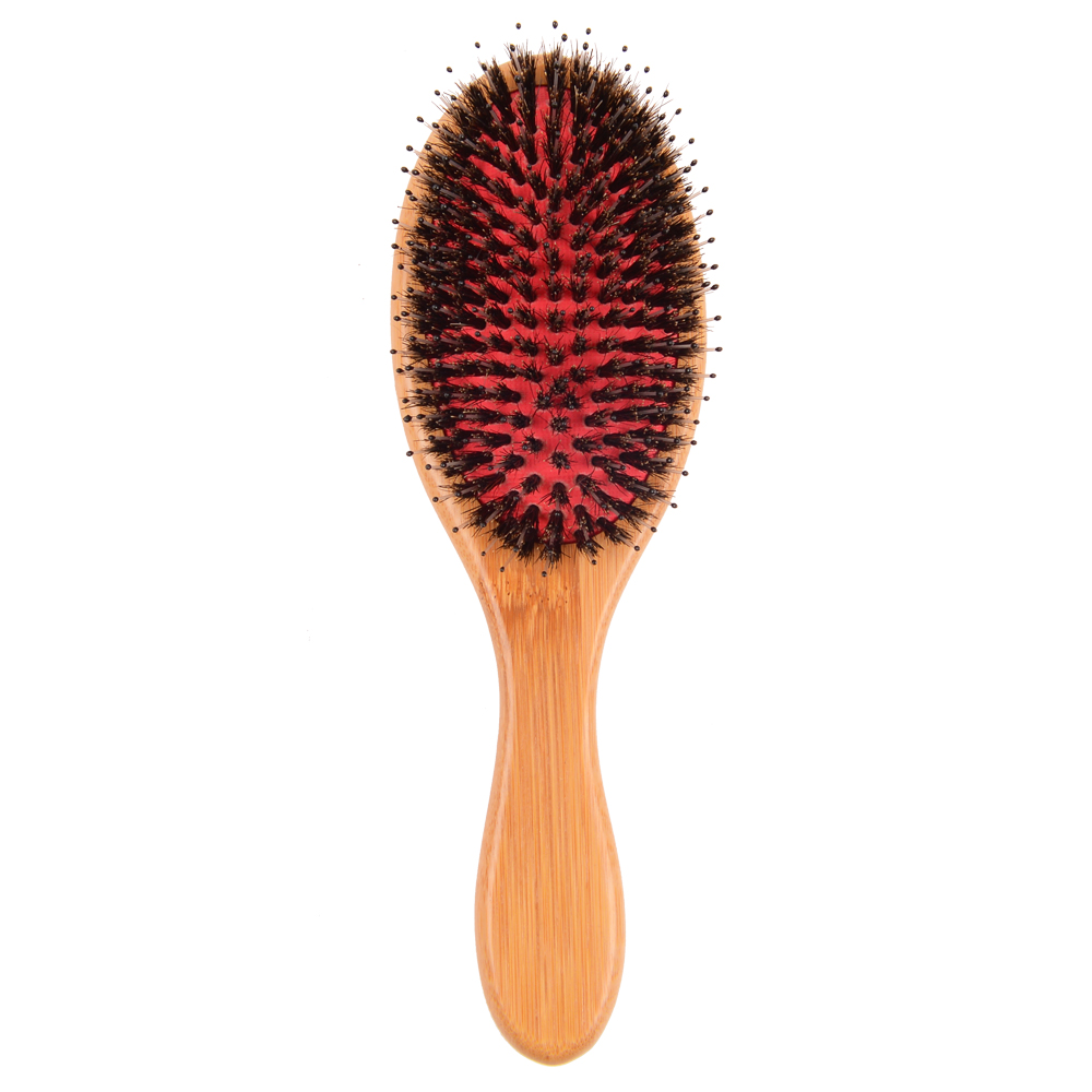 Nylon Mix Boar Bristle Detangling Red Cushion Hair Brush Bamboo Paddle Cushion Hair Brush Featured Image