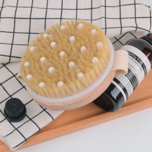 Wholesale Custom Logo Dry Body Brush Exfoliating Round Wooden Brush To Exfoliate Spa Exfoliator Massage Scrub Brushes