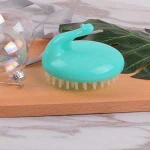 Luxury swan look shower brush green silicone shampoo brush for wet and dry