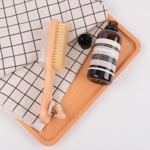 Double Sided Wooden Body Brush Shower Spa Bath Brush With Exfoliation Pumice