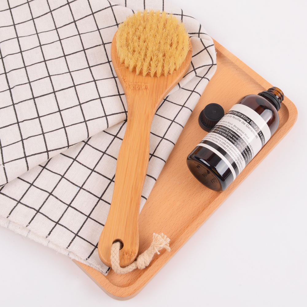 Tin-Plate Sandalwood Comb -
 Natural bamboo bath brush body skin care 100% boar bristle body brush  – QiLin