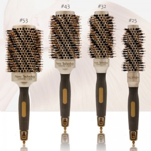 Nano Thermal Ceramic Hair brush Ionic Round Hair Brush with Boar Bristle