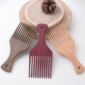 Amazon hot sale bamboo and wood wide tooth sandalwood oil head fork comb