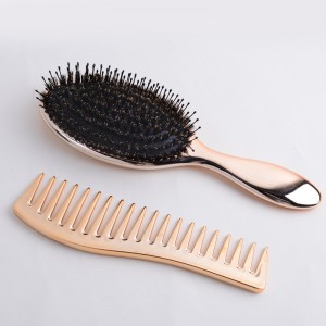 Luxury custom logo Detangling hair brush and wide tooth comb set for women