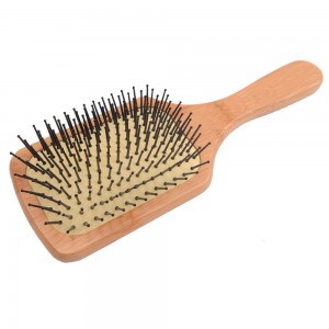Amazon Hot Magbenta ng Custom Logo Eco-friendly Natural Square Paddle Cushion Bamboo Detangling Hair Brush
