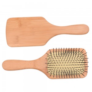 Amazon Hot Selling Custom Logo Eco-friendly Natural Square Paddle Cushion Bamboo Detangling Hair Brush