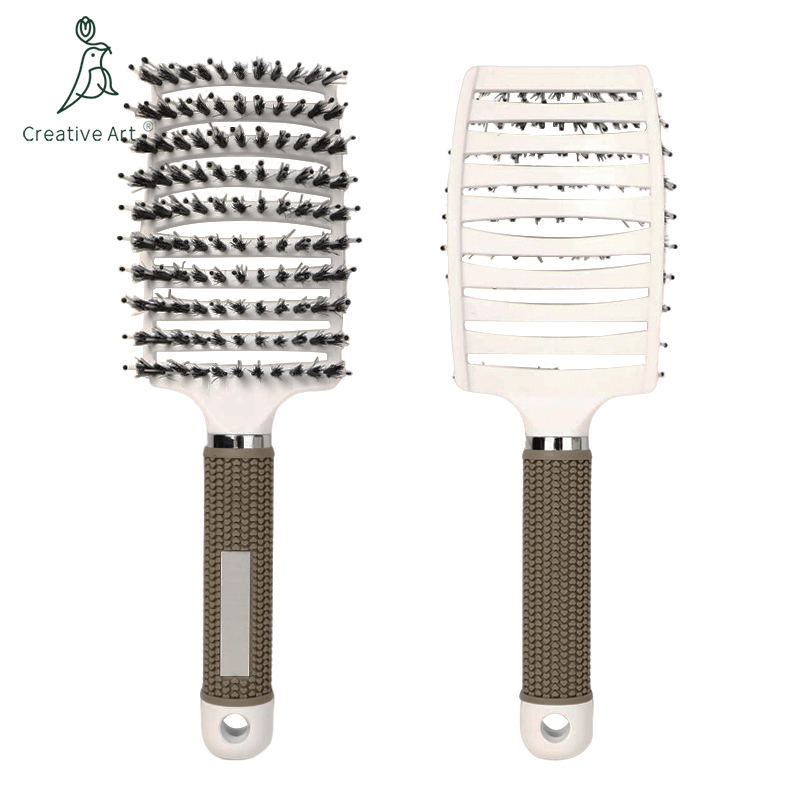 Boar Bristle Detangle Hair Brush – White – DB101 Featured Image