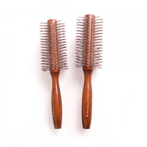 Wooden Handle Material Styling Hair Rolling Brush White Boar Bristle Rolling Brush