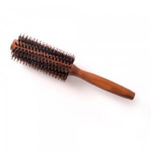High Quality Whirl Boar Bristle Hair Rolling Brush Deep Color Wooden Hair Styling Hair Brush