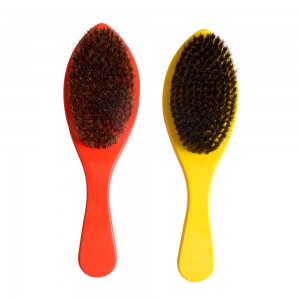 Glossy Yellow/Red Color Wooden 360 Wave Beard Brush Boar Bristle Hair Brush