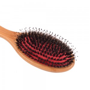 Bamboo handle boar bristle mix nylon pin hair brush