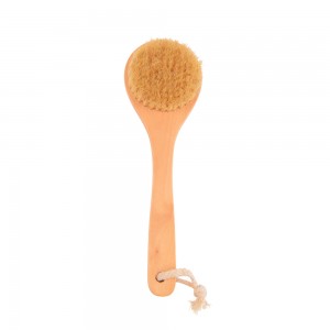 Customized Round Shape Body Brushes For Back Cleaning Wet Or Dry Exfoliating Cleaning Shower Wood Bath Scrubber With Long Handle