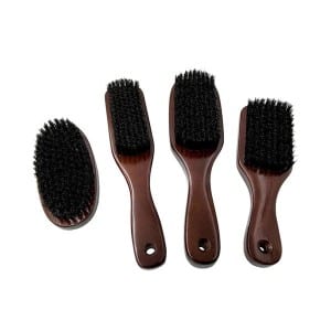 Brown color black boar bristle beard brush wooden hair brush set
