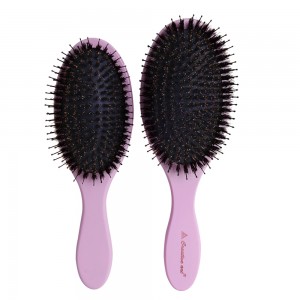 Brush Boar Bristle Wooden Handle Hair Brush – Pink – AB236