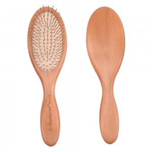 Soft Touch Cushion Comb Steel Needle Natural Wooden Comb Hair Detangling Brushes