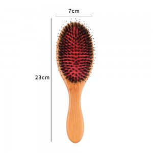 Bamboo handle boar bristle mix nylon pin hair brush