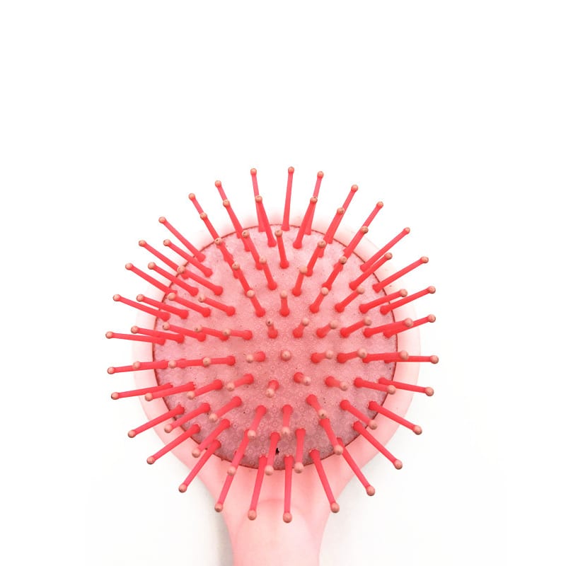 New Custom logo hairbrush metal pins bristle round paddle detangling wooden pet hair brush Featured Image