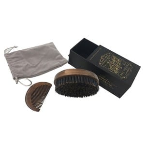 Oval wooden hair brush and comb for men’s beard care