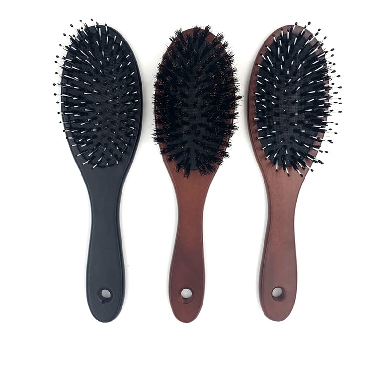 Natural Boar Bristle Hairbrush Massage Comb Anti-static Hair Scalp Paddle Brush Beech Wooden Handle Hair Brush Featured Image
