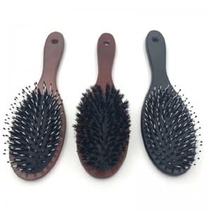 Natural Boar Bristle Hairbrush Massage Comb Anti-static Hair Scalp Paddle Brush Beech Wooden Handle Hair Brush