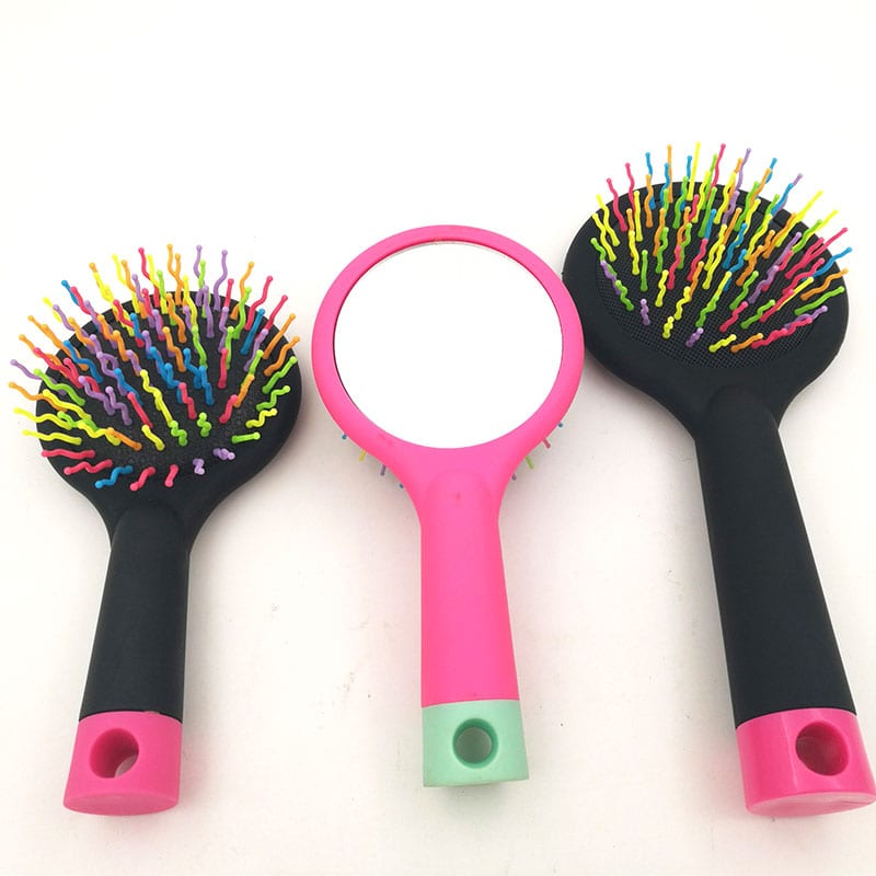 Tin-Plate Steel Curved Hair Brush -
 Professional Custom Logo Thin Nylon Bristle Detangling Wet PlasticHair Brush – QiLin