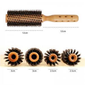 Boar Bristle Round Styling Hair Brush – Blow Dryer & Curling Roll Hairbrush with Natural Wooden Handle for Women and Men – Used While Blow Drying to Style, Curl, and Dry Hair
