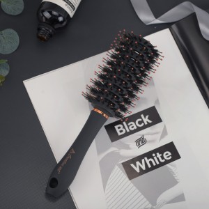 Ergonomic Grip Black Color Oval Vent Brush Dual Natural Boar Bristles And Soft Nylon Ball Tipped Pins Vented brush
