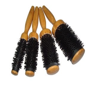 Discount wholesale Large Wooden Round Boar Bristle Hair Brush Rolling Salon Brush Curly And Straighten Hair Use