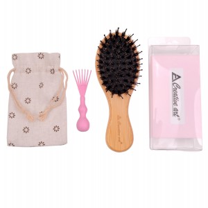 Boar Bristle Mix Nylon Pins Bamboo Hair Brush Set – ob617