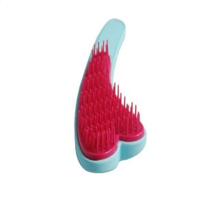 Cute heart shape wet and dry hair brush high quality TPEE pins plastic hair brush