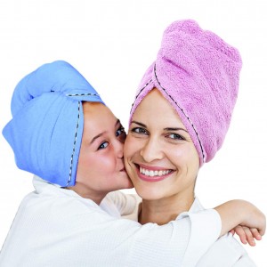 Wholesale microfiber bath hair towel quick drying wrap turban for long hair